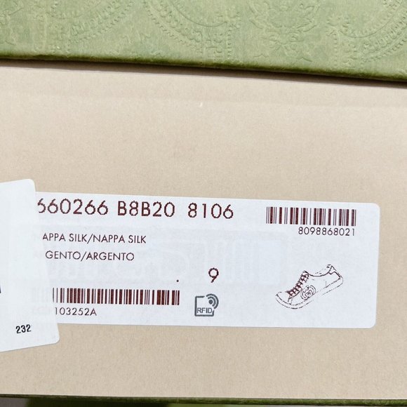 NIB Gucci Ace Mens Low top Interlocking GG Sneaker 660266 Silver Leather US 9.5 - Picture 13 of 14